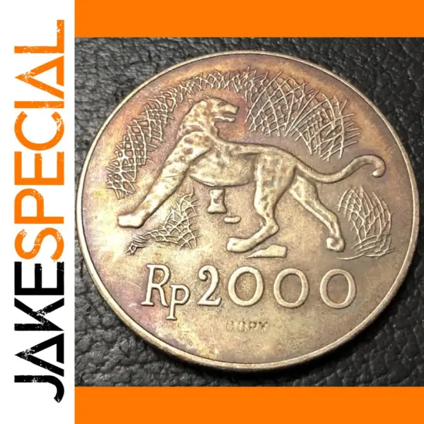 1974 Indonesia 2000 Rupiah Javan Tiger Replica Coin