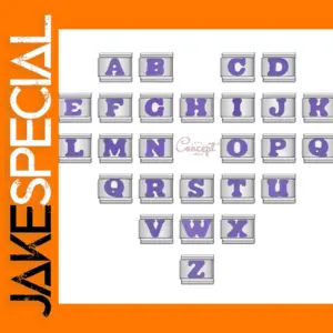 Romantic Purple Letter Charm Bracelet 9mm
