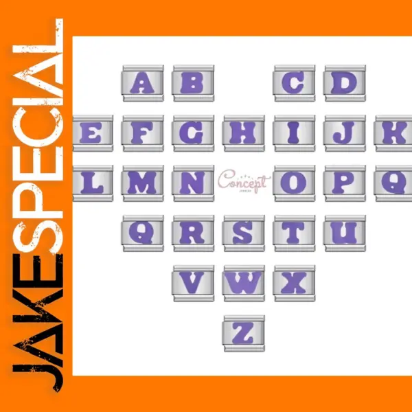 Romantic Purple Letter Charm Bracelet 9mm