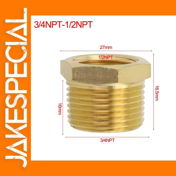 Brass Reducer Bushing Adapter 1/8NPT to 1/2NPT