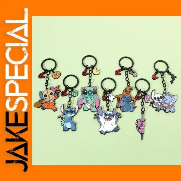 Disney Stitch Keychain Antique Silver Design