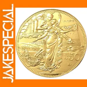 1911 Italy 50 Lire Antique Gold Replica Coin