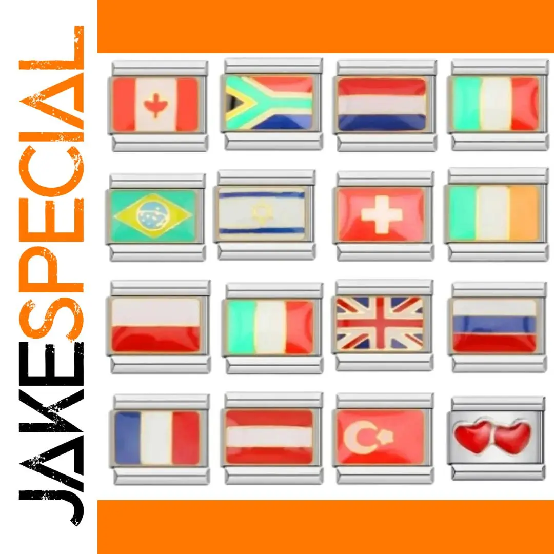 Italian Flag Charm Bracelet in Stainless Steel 1 Italian Flag Charm Bracelet in Stainless Steel