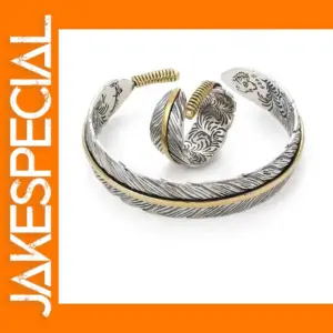 Silver Plated Punk Wing Bracelet and Ring Set