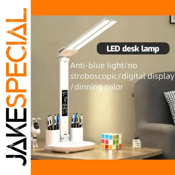 Foldable USB Desk Lamp with Clock and Night Light