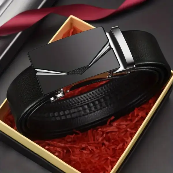 Men's Leather Black Automatic Belt - Image 6