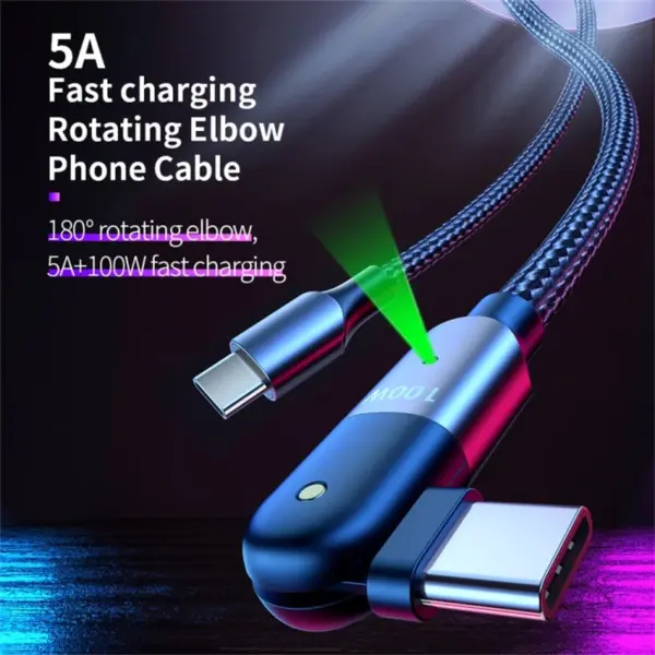 100W USB-C Rotating Fast Charging Cable for iPhone 15 - Image 2