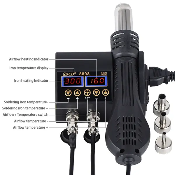 JCD 8898 2-in-1 Soldering Station with LCD Display - Image 2