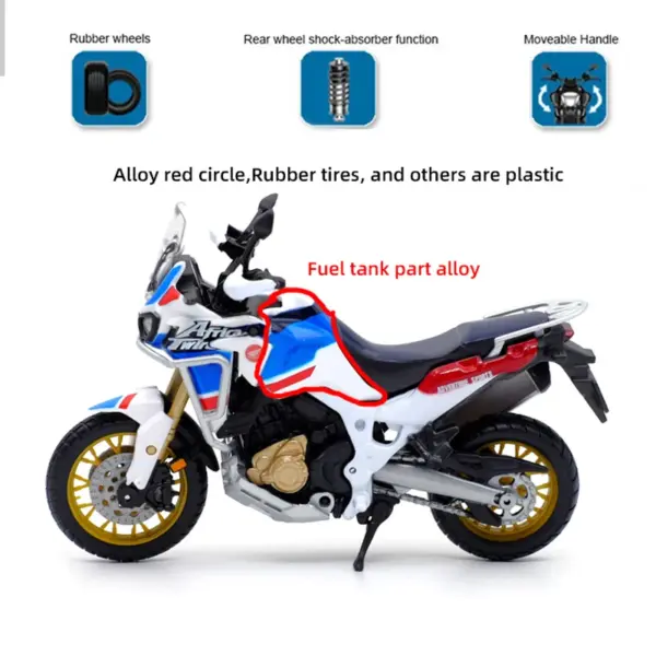 Bburago 1:18 Honda Africa Twin Diecast Motorcycle Model - Image 2