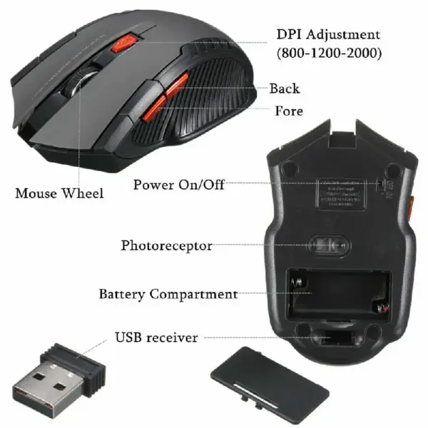 OZKVVM 2.4Ghz Wireless Gaming Mouse 1200 dpi - Image 6