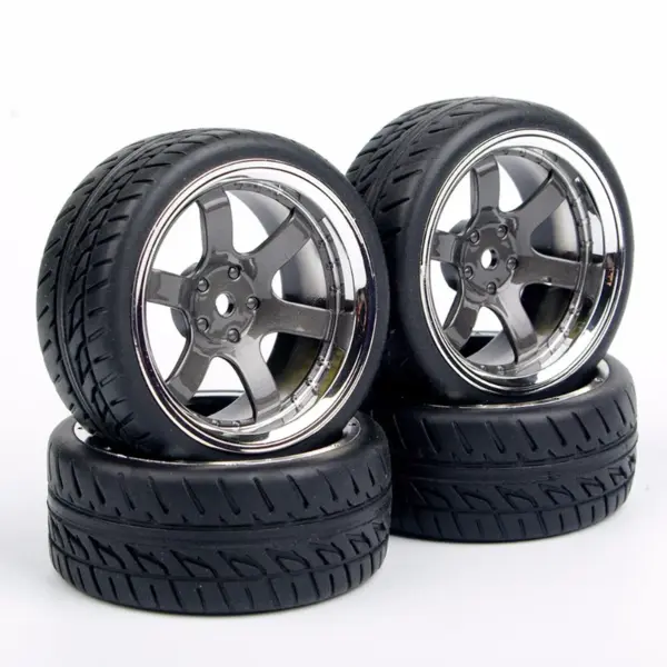 12mm Hex Rubber RC Car Wheels Set for 1:10 On-Road - Image 2