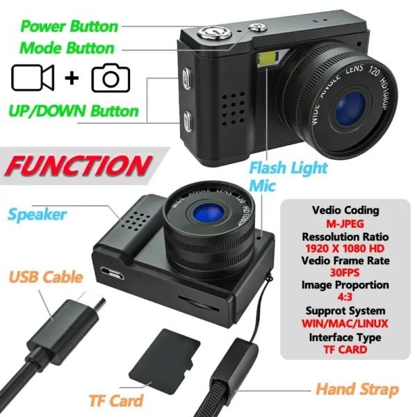 Mini 1080P Bodycam S5 with Screen - Image 4