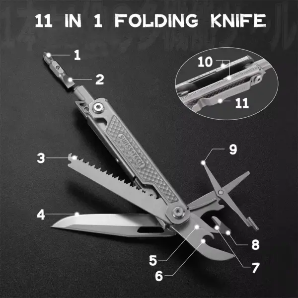 11-in-1 Folding Multi-Tool Pocket Knife - Image 3