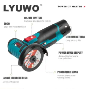 LYUWO 12V Micro Angle Grinder for Diamond Cutting 10 S015e73d3b67a437bb11e9fea2faa895a6