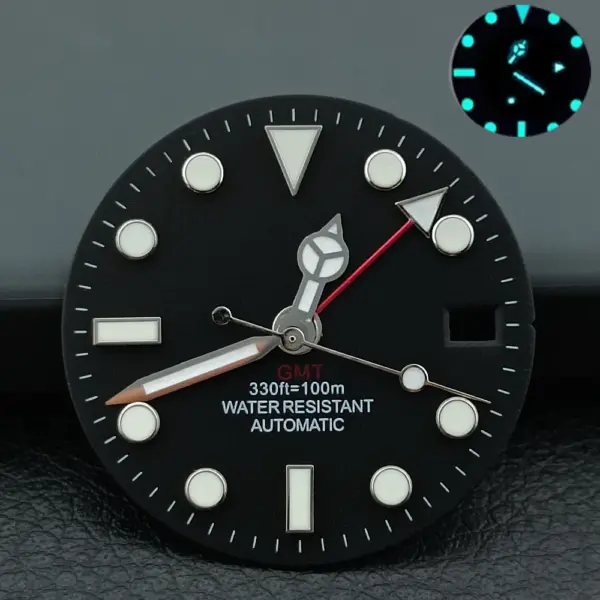 NH34/NH35 Caliber Watch Dial with Blue-Green Luminous Finish - Image 4