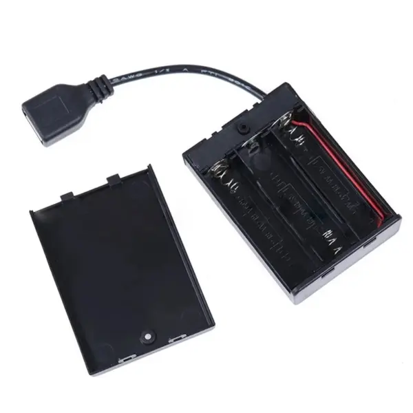 3XAA Battery Case with USB Switch and Cover - Image 2