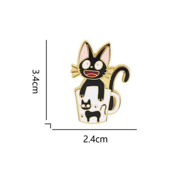 Black Cat Teacup Brooch Pin for Women - Image 3