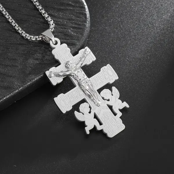 Vintage Christian Cross Stainless Steel Pendant AL20401 - Image 9