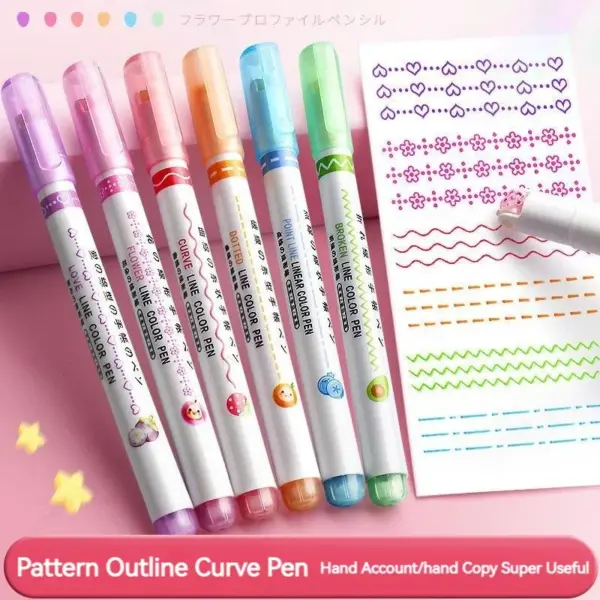 Set of 6 Color Flower Line Highlighters - Image 2