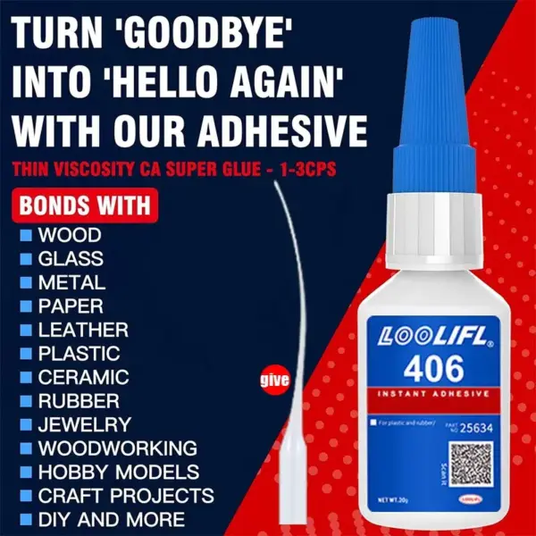LOOLIFL 406 Super Glue 20ml Fast-Drying - Image 5