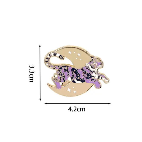 Moon Purple Tiger Brooch Heart Pin Gift Jewelry - Image 6