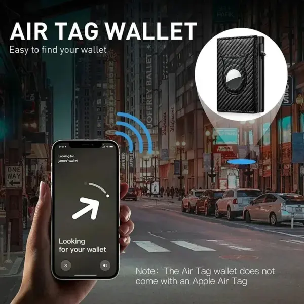 Men's Carbon Fiber RFID Wallet with AirTag Slot - Image 5