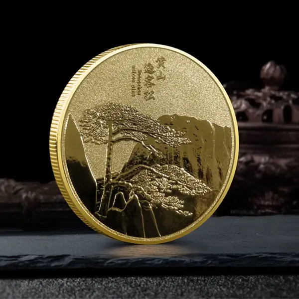Chinese Mount Huangshan Gold Plated Commemorative Coin - Image 4