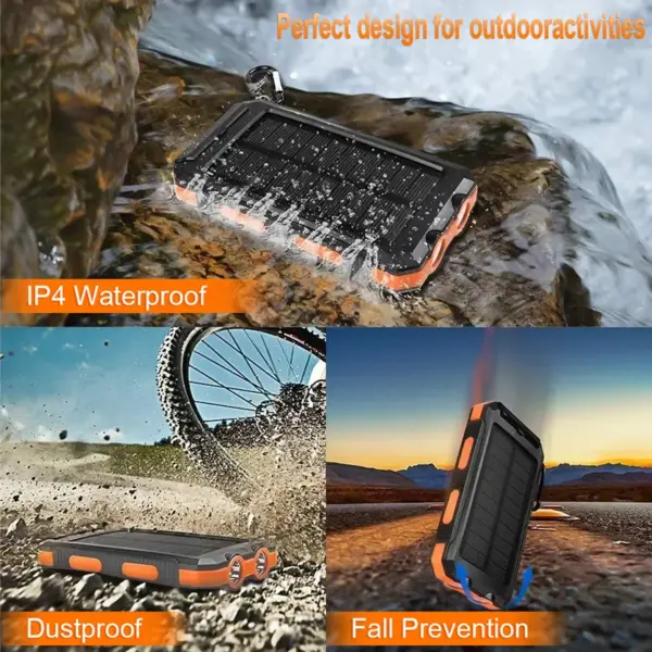 20000mAh Waterproof Solar Power Bank with Compass - Image 4