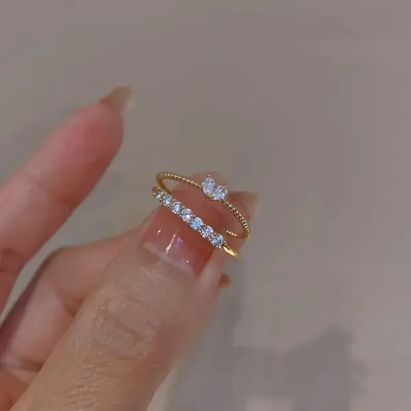 Gold Heart Zircon Rings Set for Women Girls - Image 8