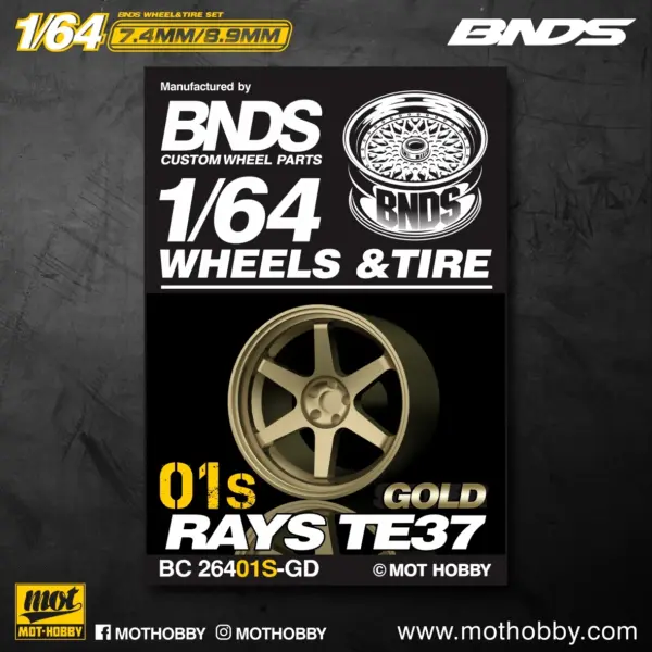 Gold 1/64 ABS Wheel and Rubber Tire Set - Image 9