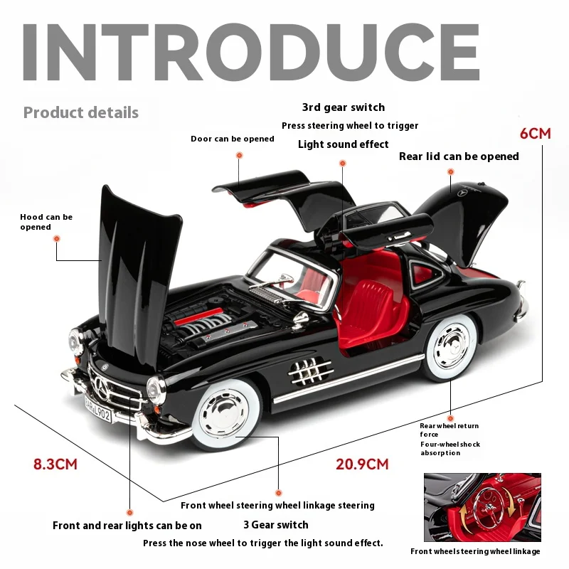 1:24 Mercedes Benz 300SL Diecast Car Model 2 1:24 Mercedes Benz 300SL Diecast Car Model - Image 2