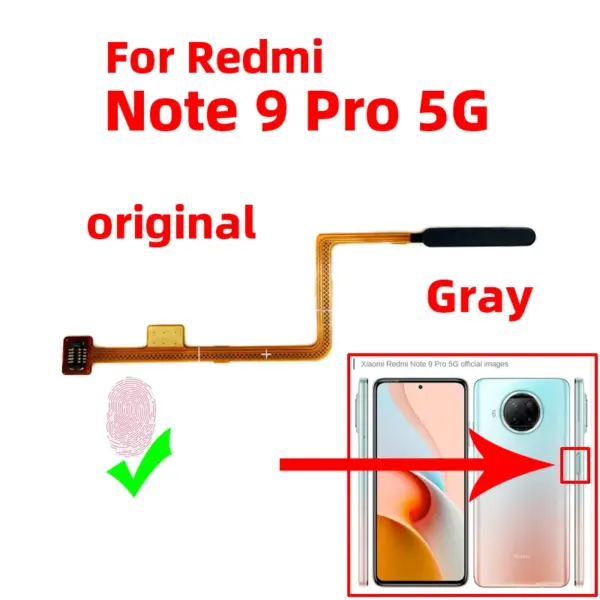 Original Touch ID Fingerprint Sensor for Xiaomi Redmi Note 9 Pro 5G - Image 3