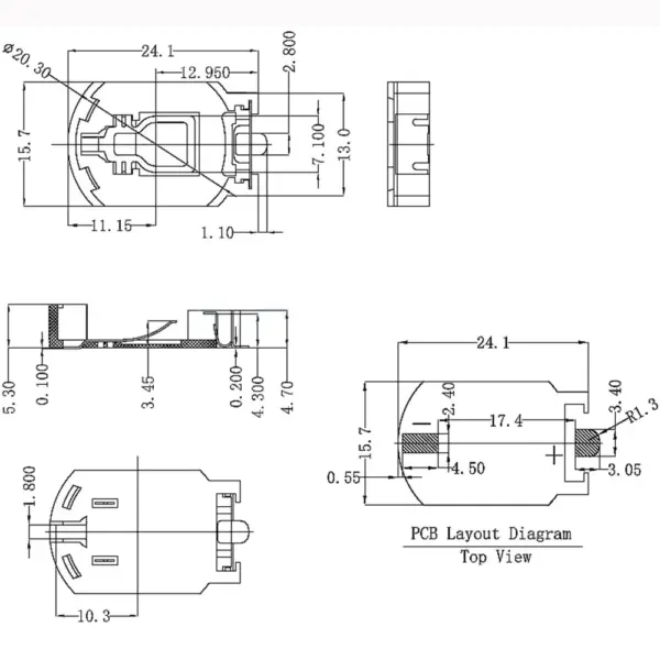 Gold Plated CR2032 CR2025 Battery Holder BS-8 - Image 5