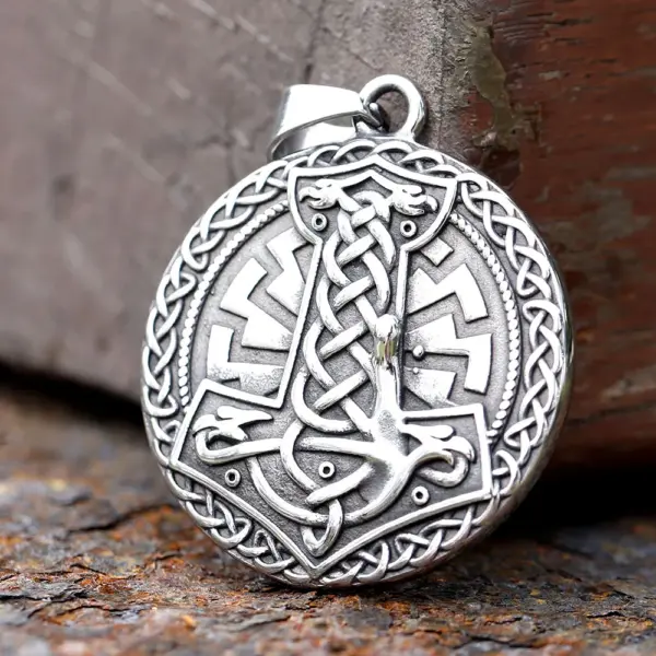 Stainless Steel Viking Thor's Hammer Pendant for Men - Image 3