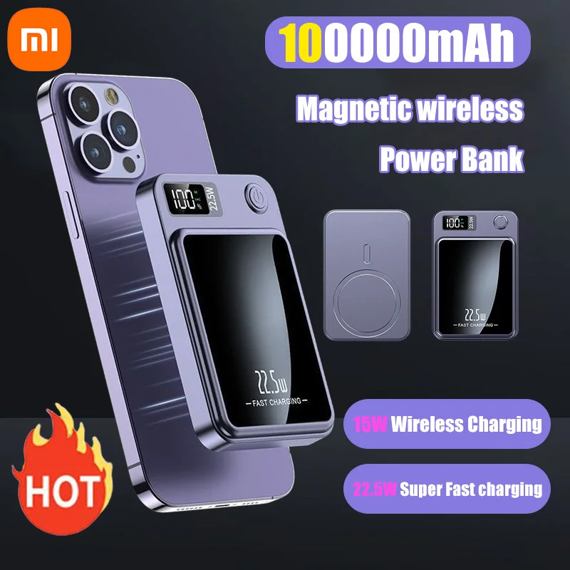 Xiaomi 100000mAh Wireless Magnetic Power Bank Super Fast Charging Ultra Capacity Digital External Battery Power Bank For Iphone 1 Xiaomi 100000mAh Wireless Magnetic Power Bank Super Fast Charging Ultra Capacity Digital External Battery Power Bank For Iphone