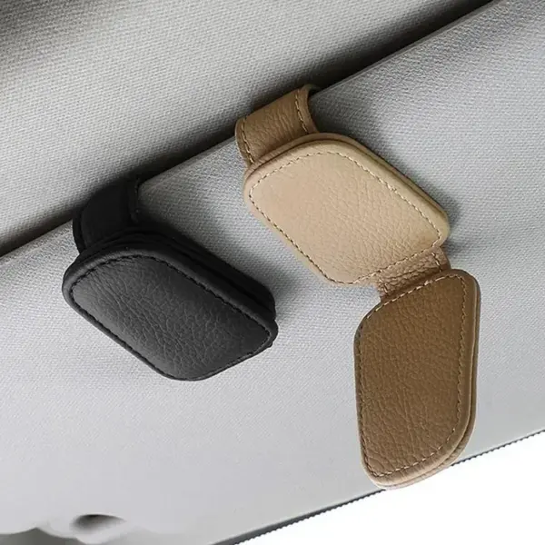 Magnetic Leather Sunglasses Holder Clip - Image 2