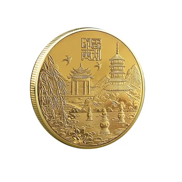 Chinese West Lake Gold Coin Collectible - Image 4