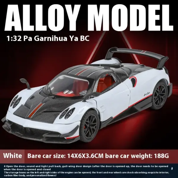 1:32 Pagani Huayra BC Diecast Car Model for Collectors - Image 7