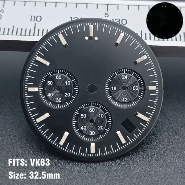 VK63 32.5mm Quartz Watch Dial with Luminous Hands - Image 6