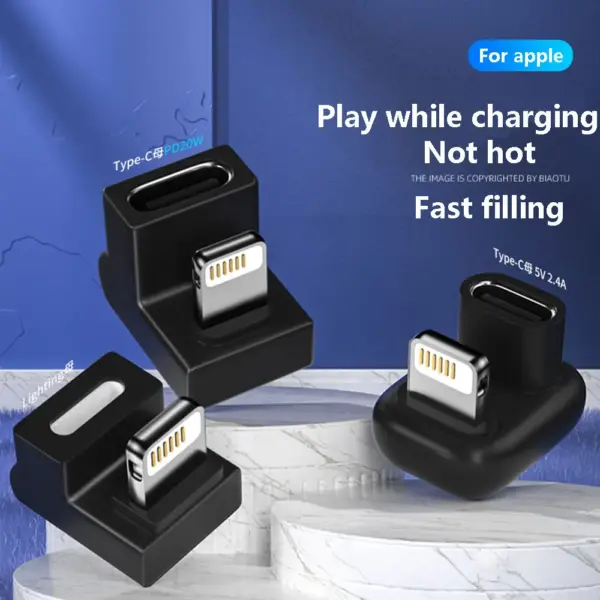 PD20W U-Shaped USB-C to Lightning Adapter for iPhone - Image 2