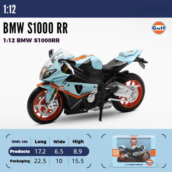 1:12 BMW S1000 RR Gulf Oil Diecast Model - Image 7