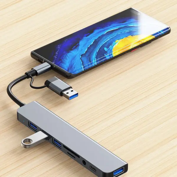 8-in-2 USB Type-C Hub with Card Reader for Laptop - Image 3