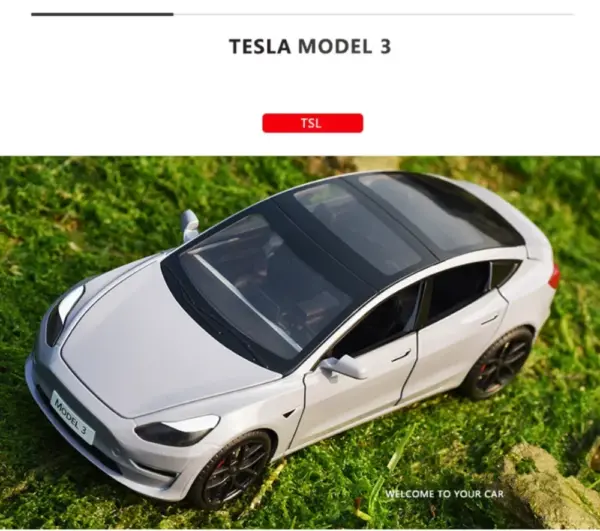 1:24 Tesla Model 3 Alloy Diecast Car - Image 5