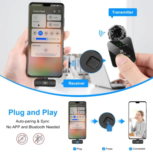 PULUZ PU645B Wireless Lavalier Microphone for Type-C Phones - Image 4
