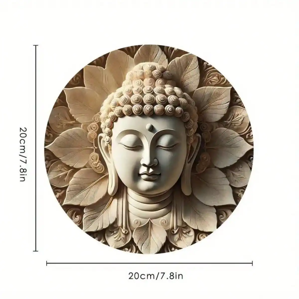 Round Buddha Head Wooden Plaque for Home Decor 4 Round Buddha Head Wooden Plaque for Home Decor - Image 4