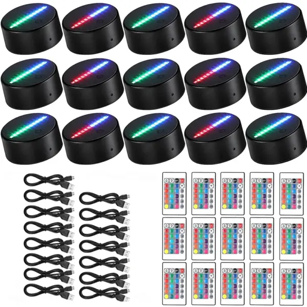 Set of 3D LED Acrylic Lamp Bases with Remote - Image 13