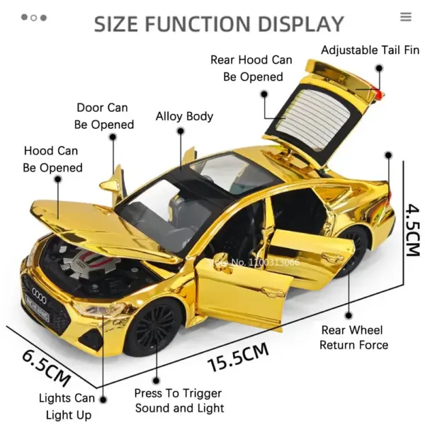 1:32 RS7 Alloy Diecast Car with Light & Sound - Image 3