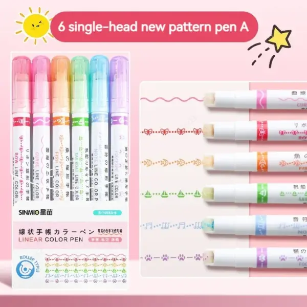 Set of 6 Color Flower Line Highlighters - Image 8