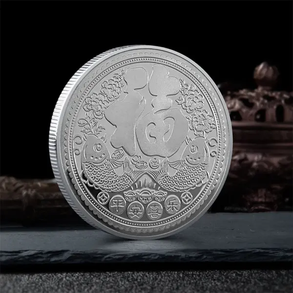 Lucky Chinese Coins with Carp and Dragon Gate Plaque - Image 4