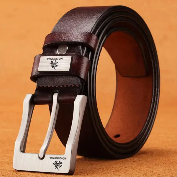 Men's Buckle Jeans Cowhide Casual Belt - Image 5